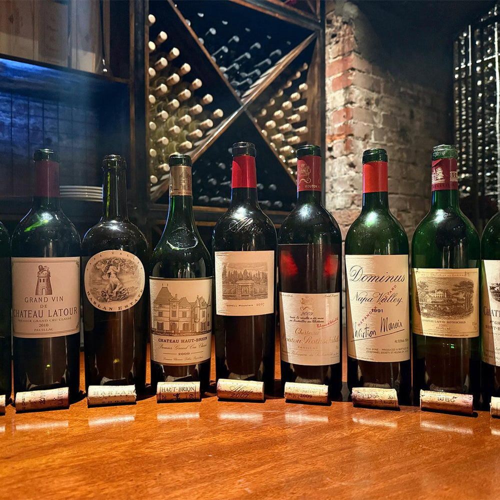 Screaming Eagle, Château Latour, Harlan Estate, Château Haut-Brion, Château Mouton Rothschild, Dominus, Château Lafite Rothschild, Château Ausone