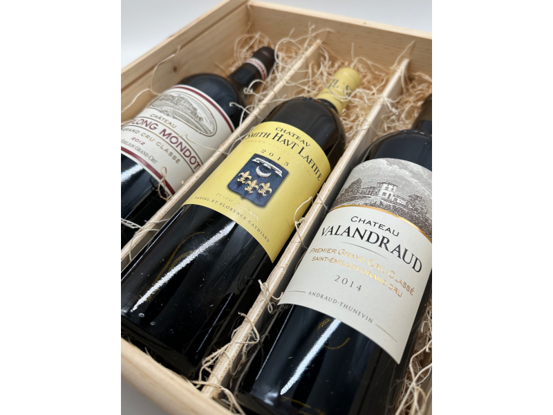 Bordeaux Tasting Trilogy Gift Set (3 bottle wooden case) 12’, 13’, 14’